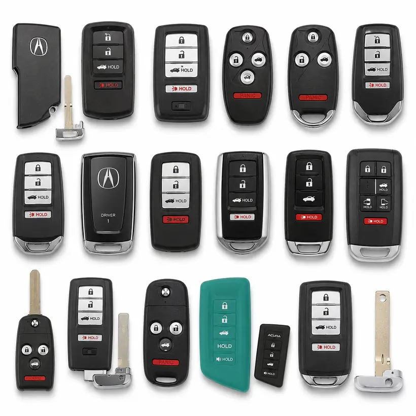 A range of Acura keys and fobs we cut and program in West Palm Beach, FL