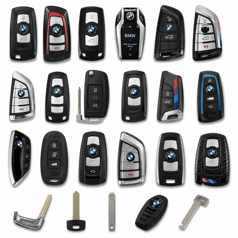 A range of BMW keys and fobs we cut and program in West Palm Beach, FL