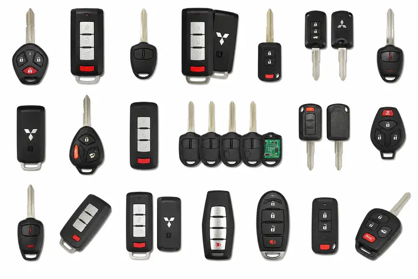A range of Mitsubishi keys and fobs we cut and program in West Palm Beach, FL