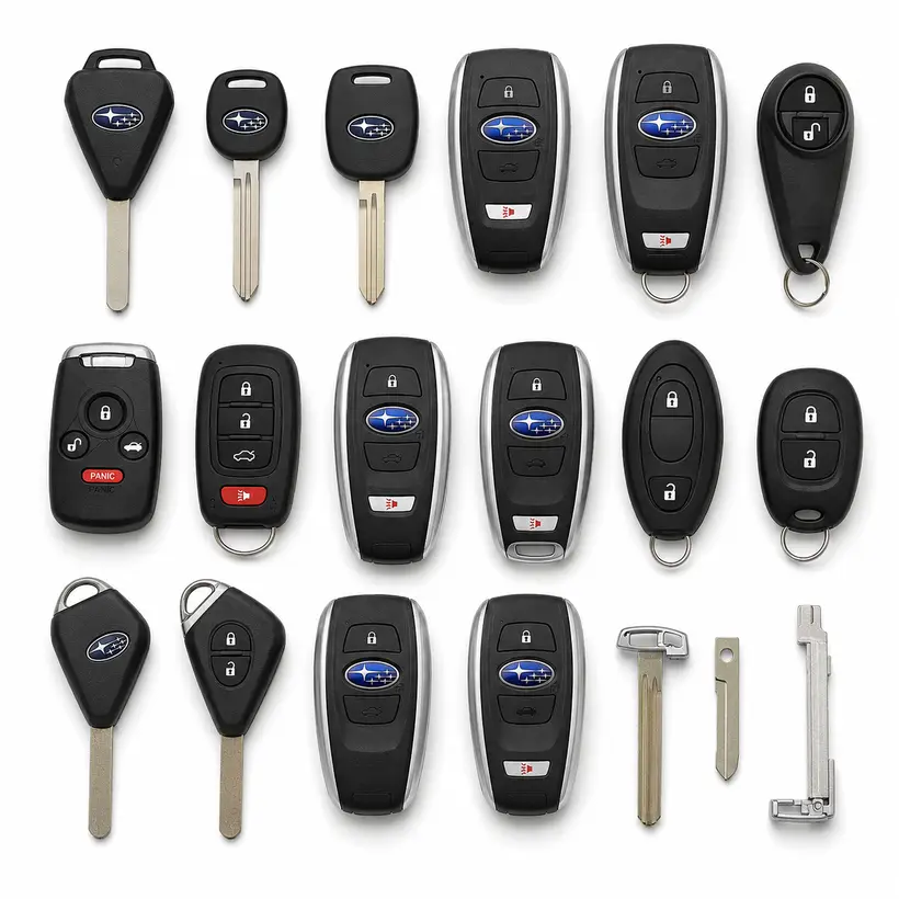 A range of Subaru keys and fobs we cut and program in West Palm Beach, FL